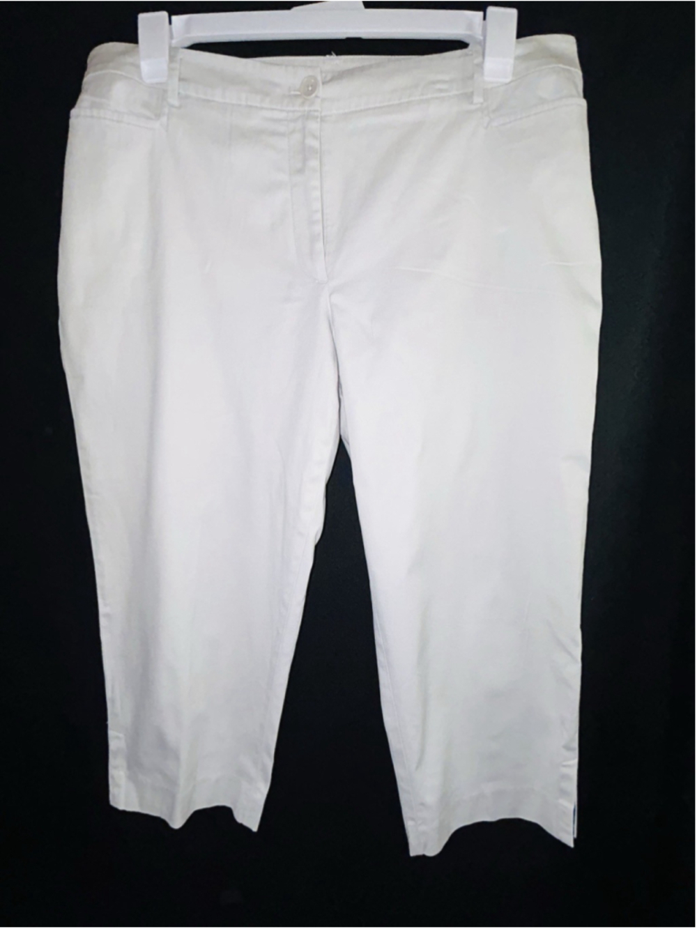 Talbots Women's Size 16W Perfect Skimmer Khaki Beige Cropped Pants Side Elastic
